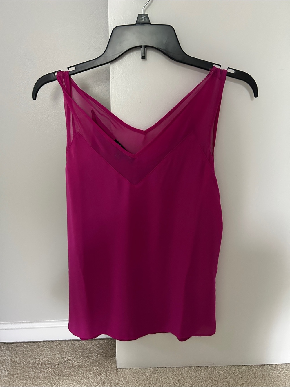 INC International Concepts Magenta Sleeveless V-Neck Mesh Trim Camisole
